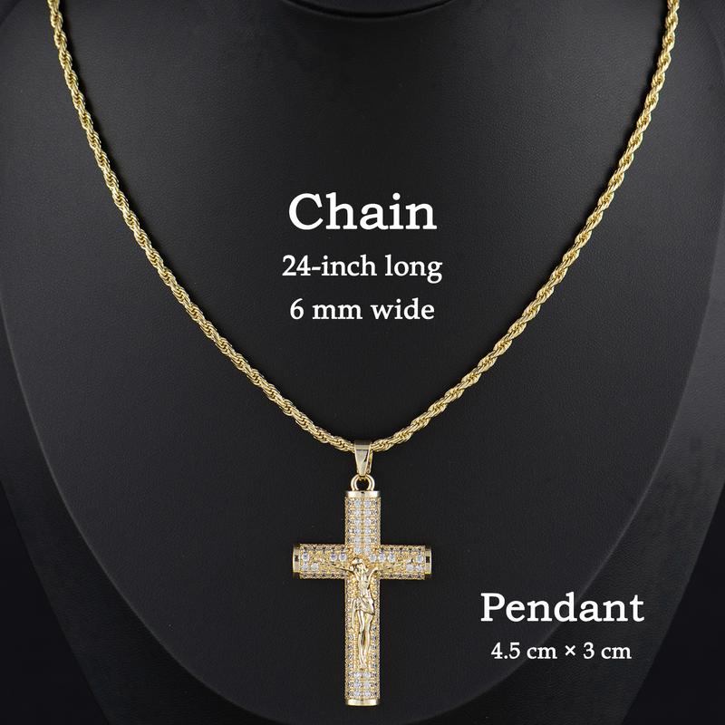 Holylegend 14k Gold-Plated Cuban , Figaro, Miami Cross with Jesus ...