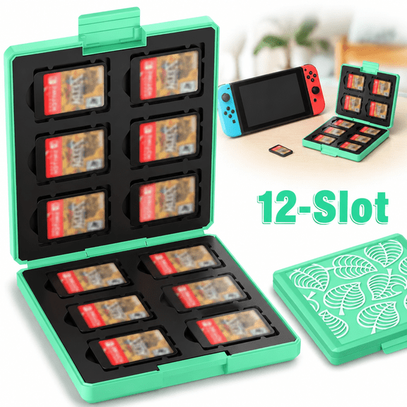 Holytech 12-Slot Switch Game Card Case Compatible with Switch Game & Micro SD Cards, Slim Portable Game Organizer Traveler Gift Accessories for NS Lite & OLED Game Card