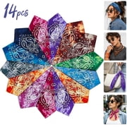 Holytech 14 pieces Bandanas Paisley Print Novelty Headband Cowboy Headwraps Scarfs Hair Head Bandana for Women Men Boy Girl