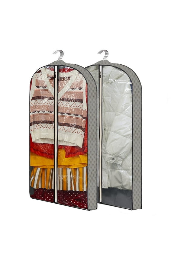 Garment Bags,40" Clear Suits Covers with 4" Gussetes for Hanging Clothes Closet Storage Travel, Plastic Protector for Coat, Jacket, Sweater, Shirts, 2 Packs