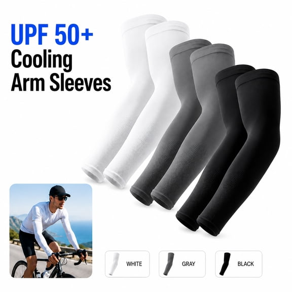Genreen Sun Protection Arm Sleeves - Compression Arm Sleeve, UV Arm Sleeves Men, Women - Golf Cooling Sleeves