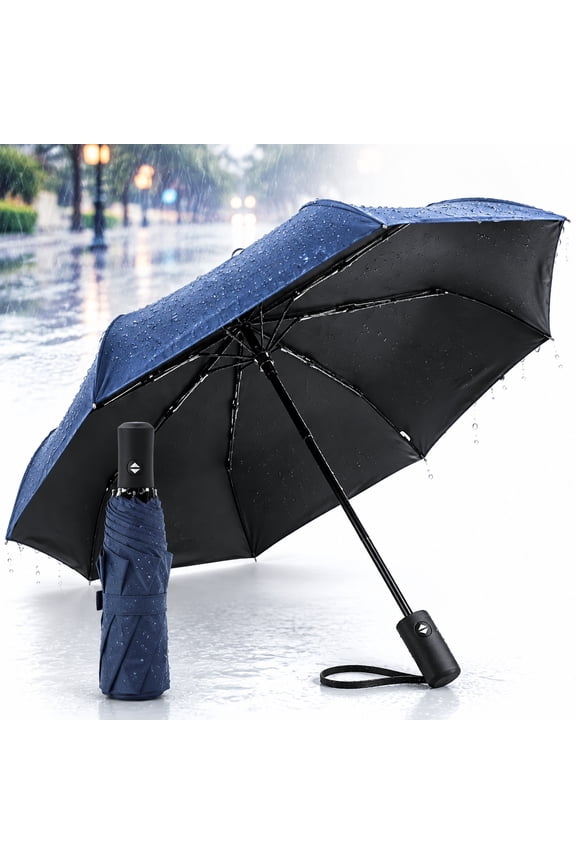 Windproof Travel Compact Umbrella,Automatic Umbrellas for Rain,Travel Umbrella Compact, Small Portable Windproof Umbrellas for Men Women Teenage - Blue