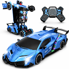 1:10 Big Size Transform RC Car for Kids, Gesture Sensing, One-Button Robot, LED Lights, Music & Fog Spray, Ages 5-12