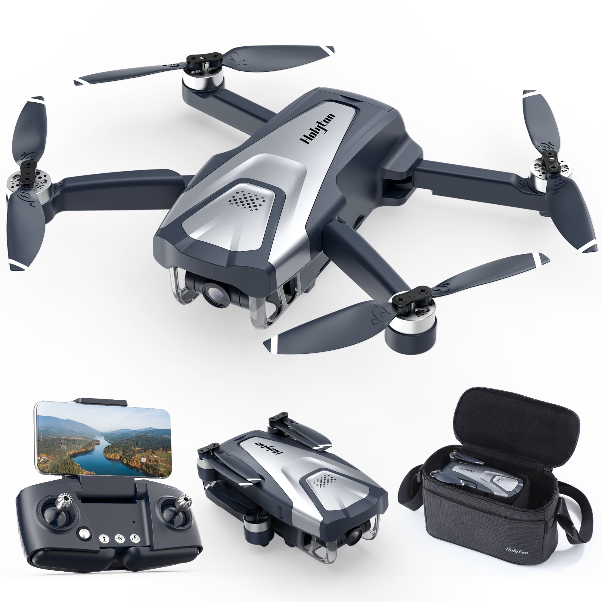 Drone with Camera for Adults, 2K Foldable Drones for Beginners, RC Drone  Toys Gifts with Brushless Motor, RC Quadcopter Circle Fly Follow Me Gesture