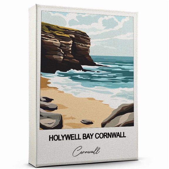Holywell Bay Cornwall Canvas Wall Art Travel-Inspired Home Decor Featuring Cornwall Art Canvas Unique Gift for Travel Canvas Ready to Hang