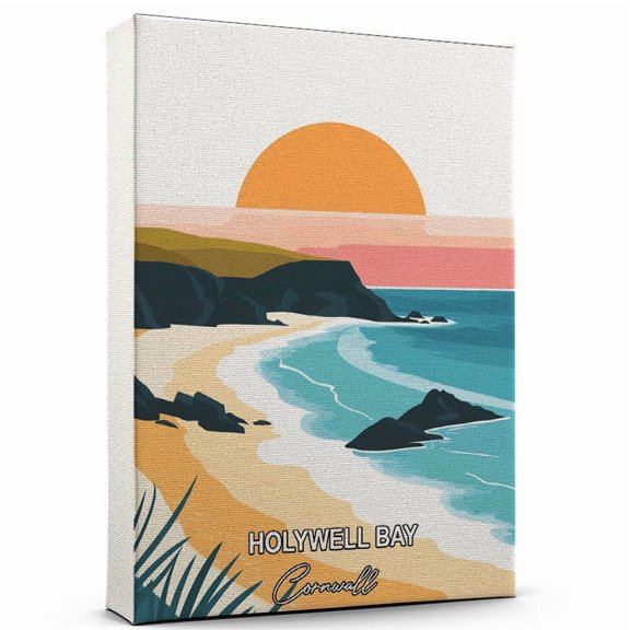 Holywell Bay Travel Canvas Wall Art Cornwall Canvas Travel-Inspired Scene That Brings Peace, Color, and Culture Into Your Space