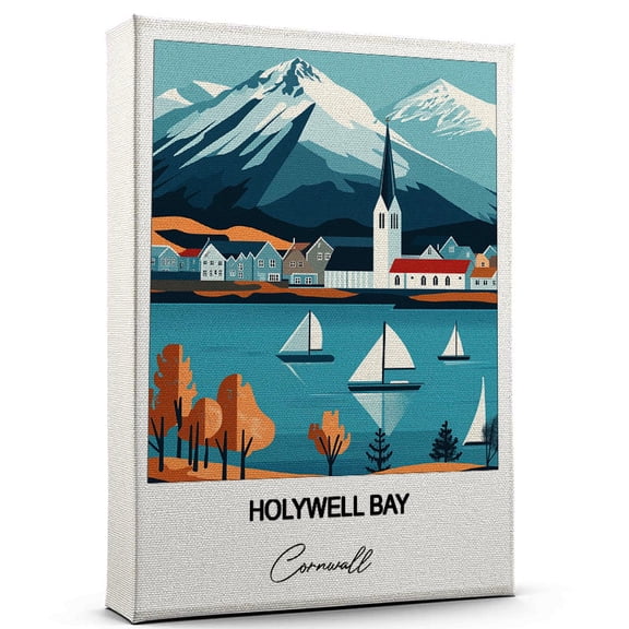 Holywell Bay Travel Wall Art  Cornwall Canvas  Travel Wall Decor with Timeless Appeal  A Special Gift for Loved Ones