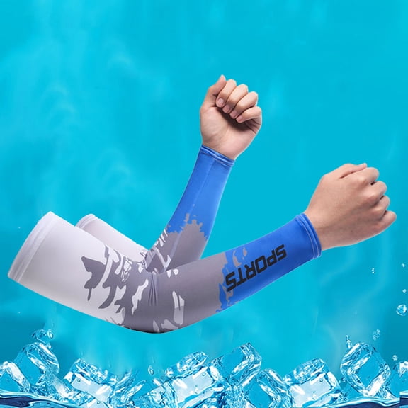 Holzkary 1 Pairs Arm Sleeve Uv Sun Protection Sleeves Cooling Sports Sleeve Anti Slip Ice Silk Warmers Arm Covers for Men Women Men and Women Summer Outdoor Sports Ice Sleeve Arm Guard Detachable Sle