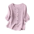 thumbnail image 1 of Holzkary 3/4 Sleeve Shirts for Women Soft Comfy Blouse Relaxed Fit Basic Tee Crew Neck Blouses Elbow Sleeve Going Out Tops Boho Shirts Retro Embroidered Boho Tops Summer Gauze Shirts Mexican Shirts, 1 of 7