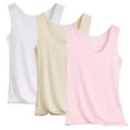 thumbnail image 1 of Holzkary 3 Pcs Women's Basic Solid Camisole Stretch Casual Padded Built-In-Bra Modal Tank Tops Pink Xxl, 1 of 2