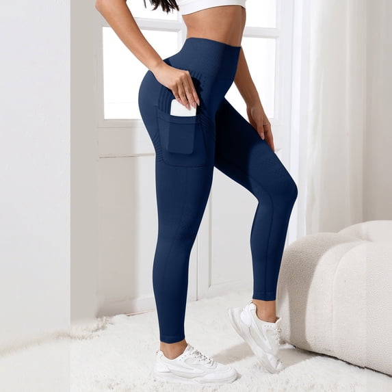 Holzkary 3D Anti Cellulite Sculpting Compression Leggings for Women with Pockets High-Waisted Tummy Control, Butt Lifting Slim Tights, Squat Proof Workout Yoga Gym Pants Dark Blue 3Xl