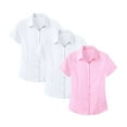 thumbnail image 1 of Holzkary 3Pc Women's Basic Button Up Shirt Wrinkle Free Formal Short Sleeve Dress Shirt Summer Work Blouses Business Casual Tops Interview Formal Outfit Clothing Without Ironing Business Shirt A L, 1 of 7
