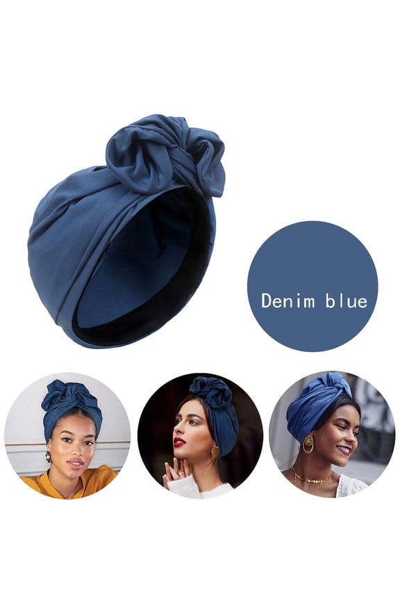 African Turban Beanie Hat Bowknot Headwrap Pre- Tied Stretchy Daily Prom Headwraps for Women African Turban Head for Women Solid Womens Turbans and Head Hair Hats for Women Fashion