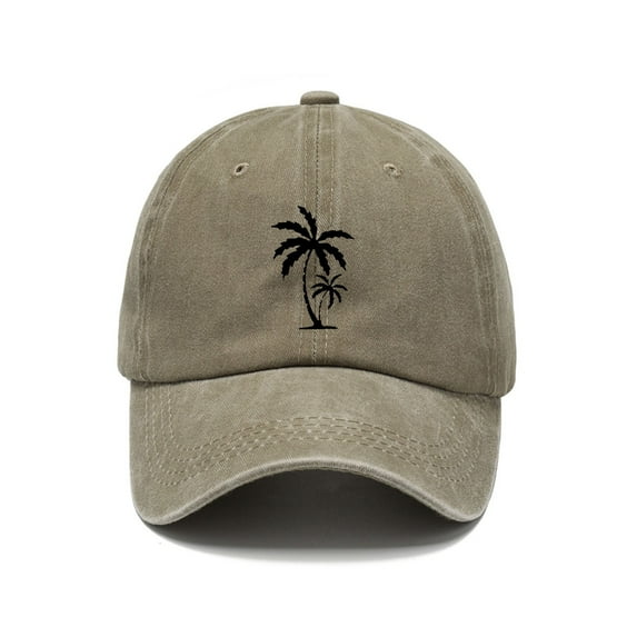 Holzkary Baseball Cap Adjustable Golf Dad Hat for Men Women Sun Hat Palm Tree Funny Print Embroidered Denim Dad Hat Vintage Washed Workout Hat Distressed Baseball Cap Dad Hats for Men Women Washed Co