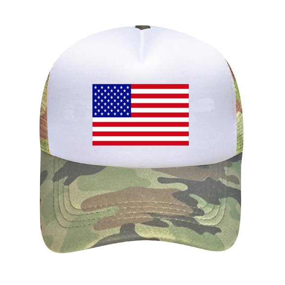 Holzkary Baseball Cap for Men Women - Classic Adjustable Plain Hat Trucker Hat America Baseball Cap Mesh Splice Hat for Men Usa Flag Adjustable Trucker Caps Casual Sun Peak Hat B One Size
