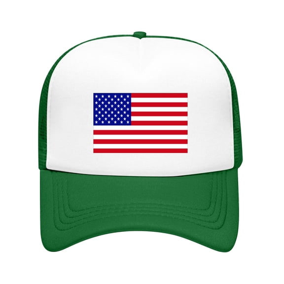 Holzkary Baseball Cap for Men Women - Classic Adjustable Plain Hat Trucker Hat America Baseball Cap Mesh Splice Hat for Men Usa Flag Adjustable Trucker Caps Casual Sun Peak Hat J One Size