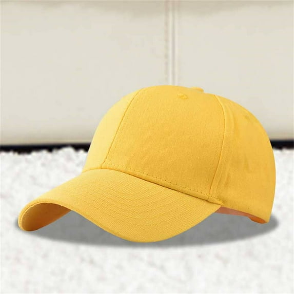 Holzkary Baseball Cap for Men Women - Classic Adjustable Plain Hat Trucker Hat Solid Color Duck Hat Trend Personality Outdoor Print Breathable Mesh Hat Yellow One Size