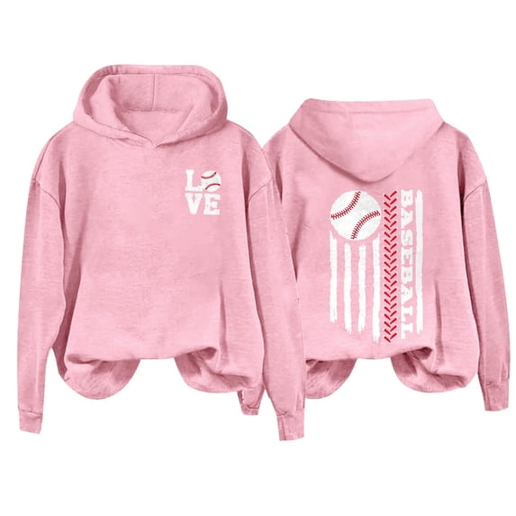 Holzkary Baseball Hoodies for Womens 2025 Letterprinted Baseball Long Sleeved Hoodie Baseball Mom Sweatshirt Funny Game Day Baseball Pullover Tops Fall Outfits Trendy Fashion Pullover Tops Pink L