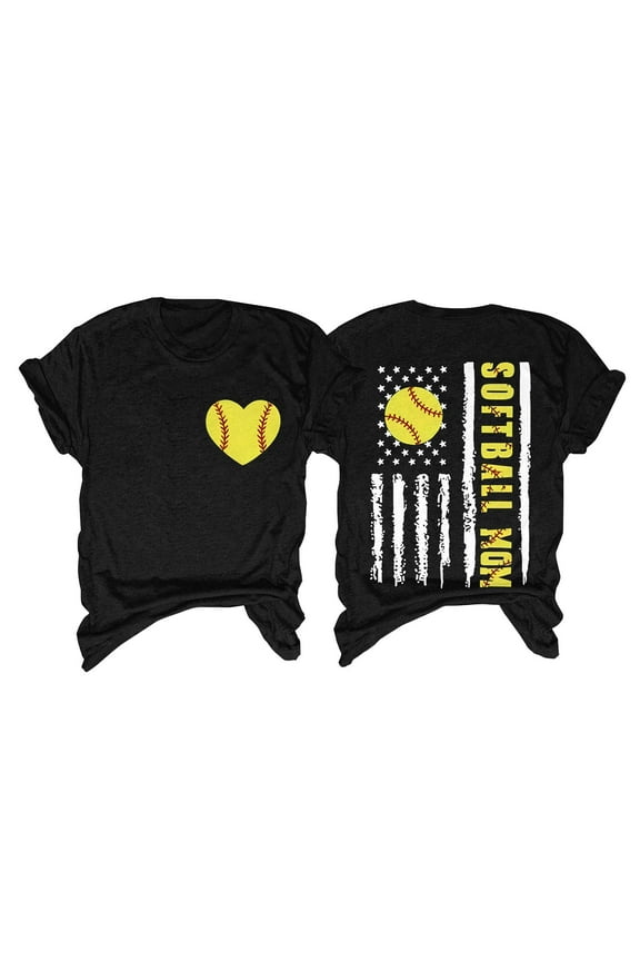 Baseball Mom Shirts for Women Baseball Game Day Graphic V Neck Short Sleeve Tee Top Softball Mom T Shirt Women's Softball Mom Baseball Print Loose T Shirt Short Sleeve Top Black Xxl