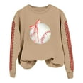 thumbnail image 1 of Holzkary Baseball Sweatshirt for Womens 2025 Long Sleeve Crewneck Graphic Pullover Top Softball Casual Sport Shirt Long Sleeve Round Neck Casual Baseball Print Game Hoodless Hoodie Khaki S, 1 of 3