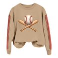 thumbnail image 1 of Holzkary Baseball Sweatshirt for Womens 2025 Long Sleeve Crewneck Graphic Pullover Top Softball Casual Sport Shirt Long Sleeve Round Neck Casual Baseball Print Game Hoodless Hoodie Khaki M, 1 of 3