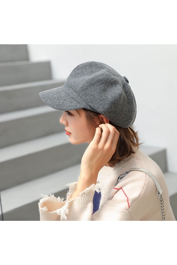 Beret Hats for Women 2025 Trendy Ladies Hat Autumn and Winter Warm Fashion Wool Beret Painter Dome Trend Hat Grey One Size