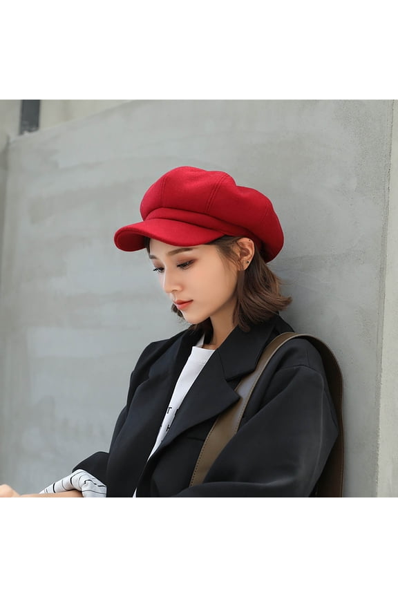 Beret Hats for Women 2025 Trendy Ladies Hat Autumn and Winter Warm Fashion Wool Beret Painter Dome Trend Hat Red One Size