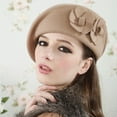 thumbnail image 1 of Holzkary Beret Hats for Women 2025 Trendy Wool Beret Hat Soft Keep Warm Solid Color French Beret with Flowers Decor Beige One Size, 1 of 5