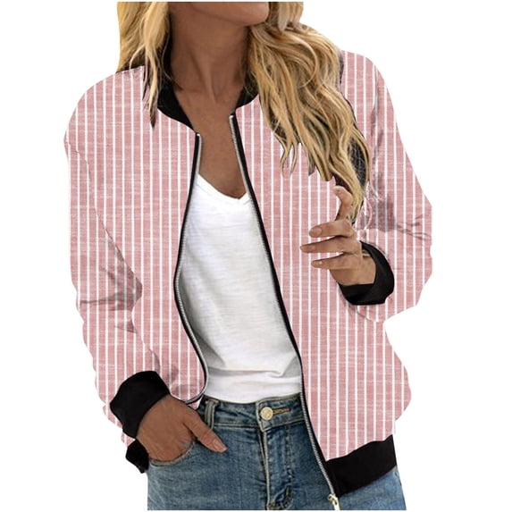 Holzkary Bomber Jacket Women 2025 Causal Floral Zip Up Coats Long Sleeve Stand Collar Fall Jackets Lightweight Outerwear Tops Autumn Leisure Square Thin Pocket Jacket Blouse Coat Baseball Top Red L