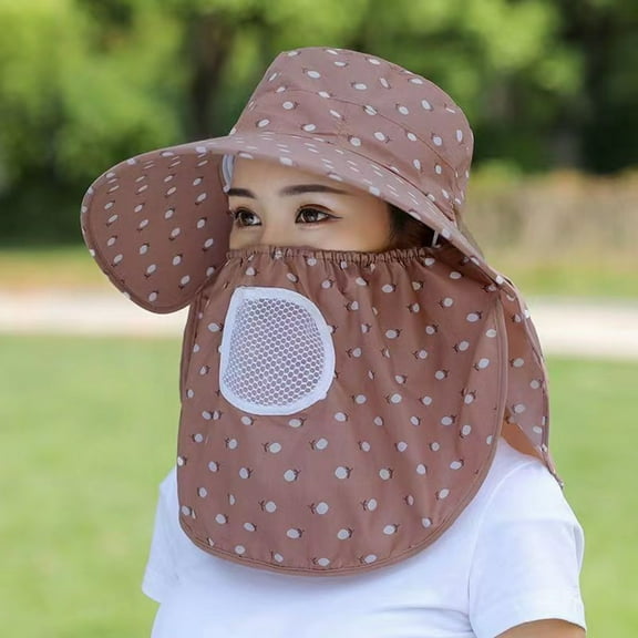 Holzkary Bucket Hat for Women Men Cotton Summer Sun Beach Fishing Cap Women Summer Sun Hat Women Adjustable Anti Outdoor Riding Large Hat Sun Visor Protective Hat Coffee One Size