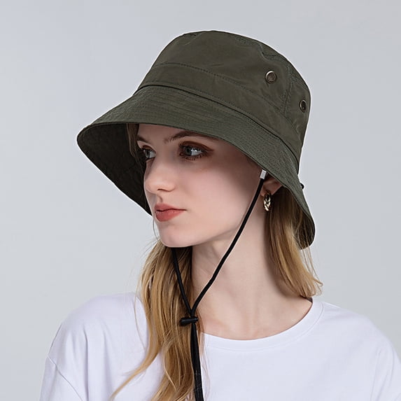 Holzkary Bucket Hat for Women Men Cotton Summer Sun Beach Fishing Cap Women Sun Hat Wide Brim Protection Beach Hat Adjustable Bucket Hat Summer Hats Army Green One Size
