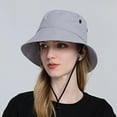 thumbnail image 1 of Holzkary Bucket Hat for Women Men Cotton Summer Sun Beach Fishing Cap Women Sun Hat Wide Brim Protection Beach Hat Adjustable Bucket Hat Summer Hats Grey One Size, 1 of 5