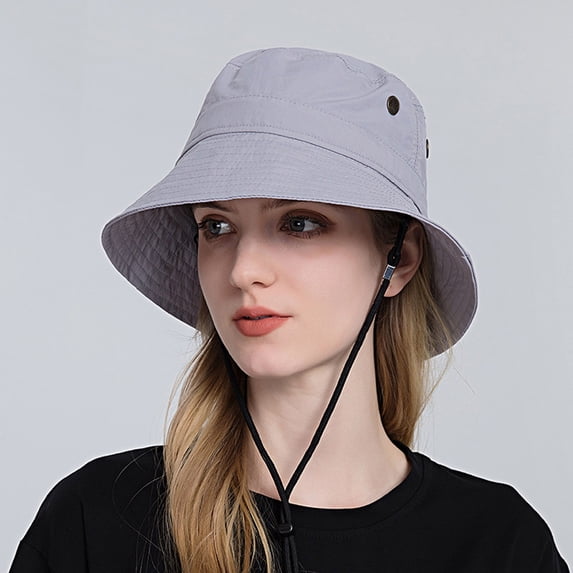 Holzkary Bucket Hat for Women Men Cotton Summer Sun Beach Fishing Cap Women Sun Hat Wide Brim Protection Beach Hat Adjustable Bucket Hat Summer Hats Grey One Size