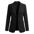 thumbnail image 1 of Holzkary Business Blazers for Women Long Sleeves Oversized Notched Lapel Button Jackets with Functional Flap Pockets Open Front Work Office Casual Suit Blazer Fall Winter Clothes Black L, 1 of 5