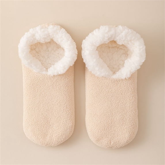 Holzkary Butter Soft House Slippers for Women, Cozy Sherpa-Lined Slipper Socks for Women Soft Sole Non-Skid Machine Washable Women's Winter Thick Couple's Short Shoes and Socks Lamb's Wool Warm Plush