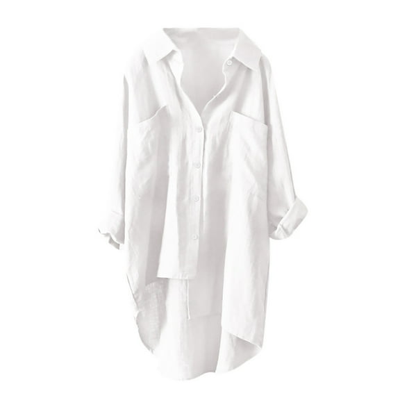 Holzkary Button Down Shirts for Women Casual 2025 New Women Topscottonturn Down Collardailyloose Top White Xxl