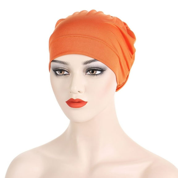 Holzkary Cancer Chemo Hair Loss Headwrap Summer Hat for Women Head Wraps Beanie Hat Head Wraps Scarf Turban for Ladies Orange One size