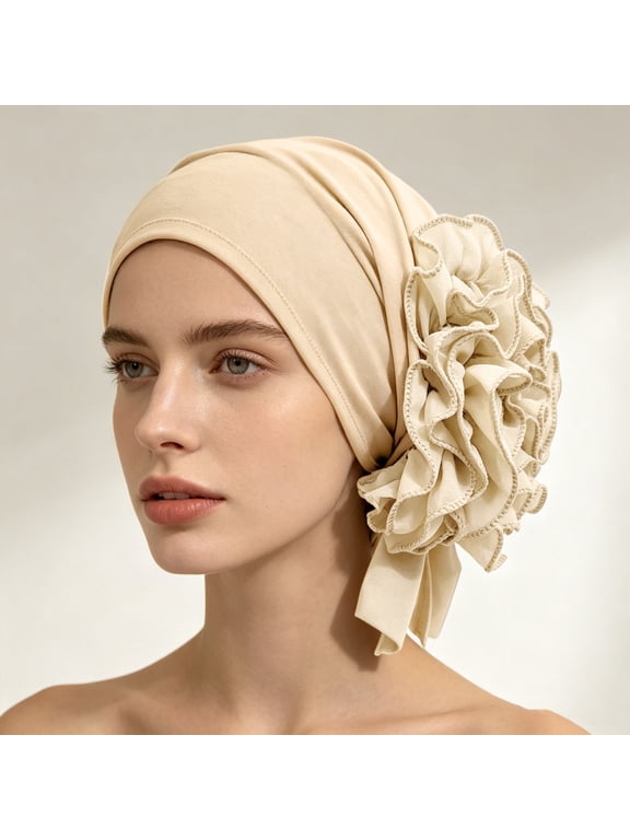 Chemo Cap for Women Chemo Turban Womens Headwear for Cancer Patients Skull Cap Hair Loss Cover Lightweight Head Covering Hat Beanie Elastic Headwrap Beige One Size