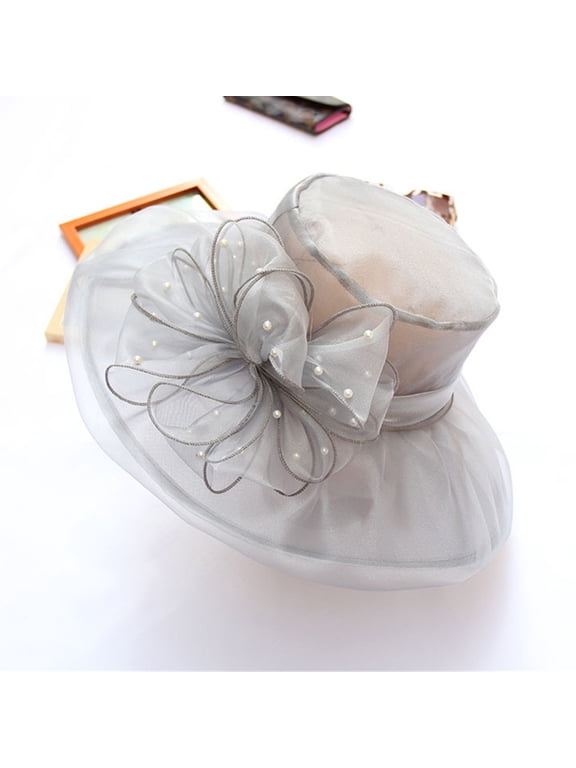 Church Hat for Women Bridal Tea Party Wedding Hat Sun Hats for Women Wide Brim Leaf Flower Bridal Shower Hat Floral Organza Hat Church Cap Hats Garden Party Hat Easter Hat Fancy Hat