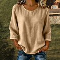 thumbnail image 1 of Holzkary Cotton Gauze Tops for Women Tunic Loose Clothes Peasant Blouses Loose Fit Shirts Summer Tops for Women Gauze Shirts Elbow Sleeve Boho Top Bohemian Shirts Plain Blouse, 1 of 5