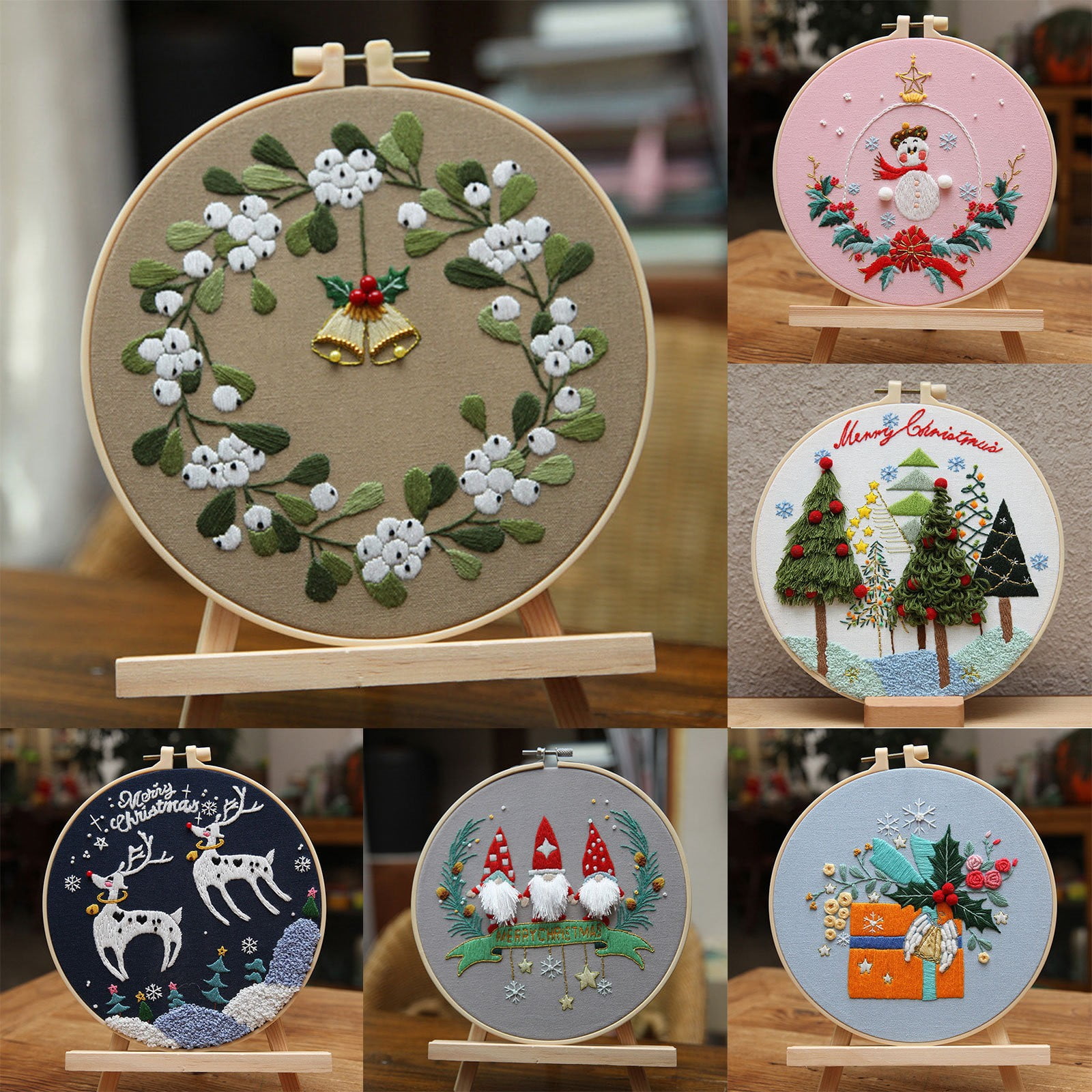 Holzkary DIY Christmas Embroidery Desktop Wall 3D Art Embroidery ...