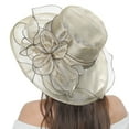 thumbnail image 1 of Holzkary Derby Hats for Women Flower Wide Brim Sun Hat Fascinators Big Wide Brim Fedoras Sun Visor Cap Women's Vintage Floral Mesh Sun Hat Beach Sun Hat with Sun Beige One Size, 1 of 4