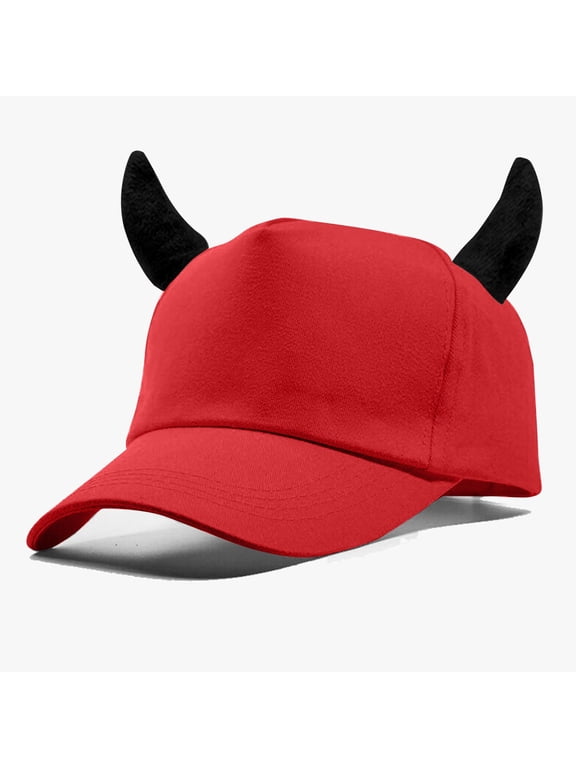 Devil Horns Baseball Cap, Adjustable Unisex Novelty Hat, Casual Outdoor Sun Hat for Cycling Camping Daily Wear One Size