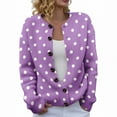 thumbnail image 1 of Holzkary Fall Sweater for Women Winter Coats Polka Dot Cute Sweaters Women's Open Front Cardigans Cute Flower Print Sweaters Crew Neck Button Down Trendy Fall Tops Coat Purple Xl, 1 of 7