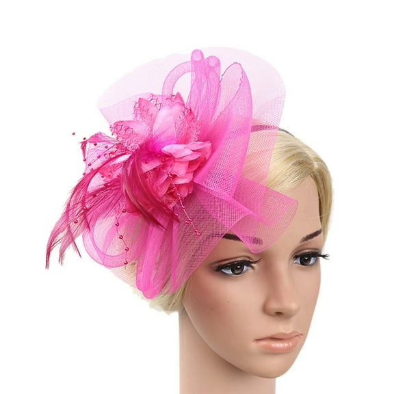 Holzkary Fascinators Hats for Women Lace Mesh Feathers Flower Headband Hair Clip for Halloween Cocktail Tea Party Wedding Y Pen Ribbons Mesh Women Hat and Feathers Wedding Fascinator N Party Caps