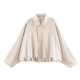 thumbnail image 1 of Holzkary Faux Suede Bomber Jacket Women Fall Fashion 2025 Casual Zip Up Oversized Trendy Winter Clothing Outerwear Coats Spring Lapel Pilot Coat Oversized Long Sleeves Streetwear Outerwear Beige L, 1 of 2