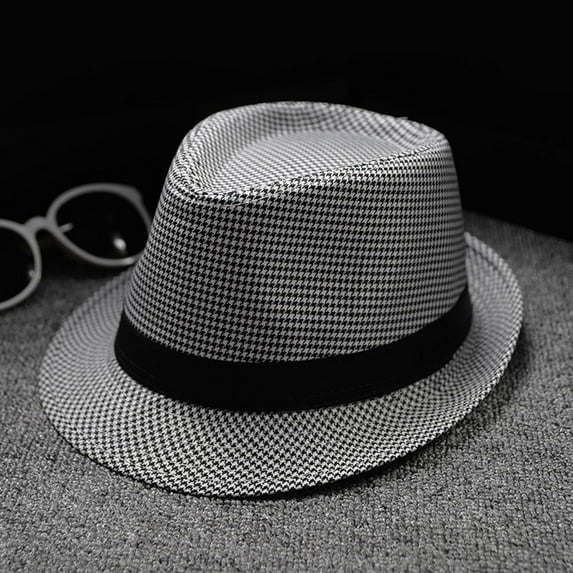 Holzkary Fedora Hat Wide Brim Summer Beach Sun Cap Panama Hat for Men Women Men and Women Retro Jazz Hat British Sun Hat Travel Sun Hat Black One Size