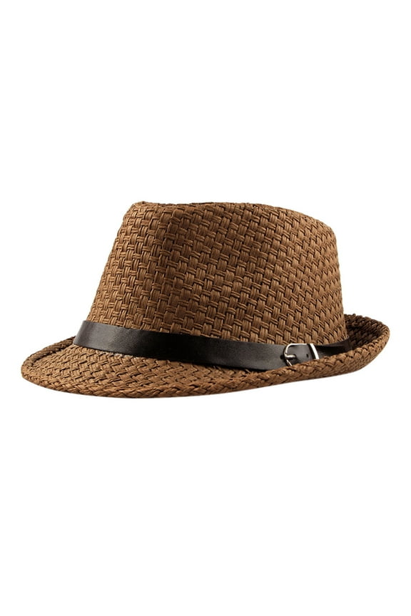 Fedora Hat Wide Brim Summer Beach Sun Cap Panama Hat for Men Women Summer Hat Mens Wide Brim Hats for Women Trilby Hat Straw Sun Hat Coffee One Size