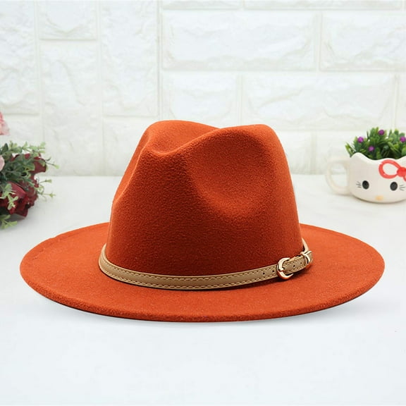 Holzkary Fedora Hat Wide Brim Summer Beach Sun Cap Panama Hat for Men Women Western Cowboy Hat for Women Classic Roll Up Buckle Belt Women Retro Wide Brim Cowboy Hat I M