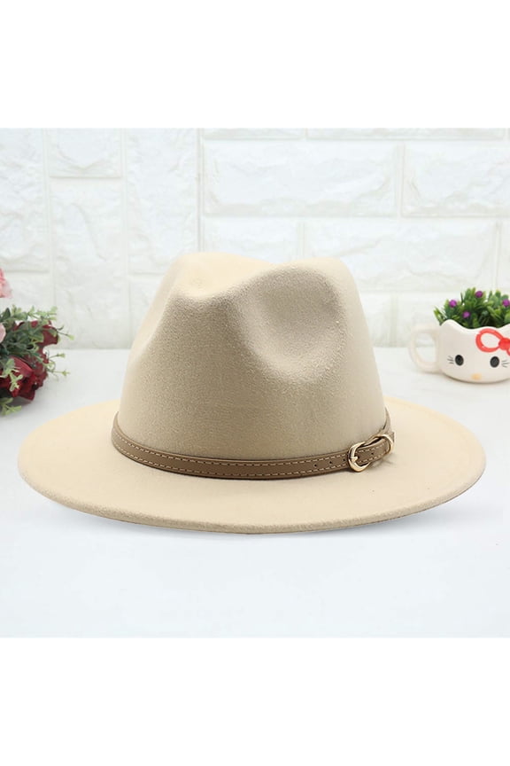 Fedora Hat Wide Brim Summer Beach Sun Cap Panama Hat for Men Women Western Cowboy Hat for Women Classic Roll Up Buckle Belt Women Retro Wide Brim Cowboy Hat Beige M